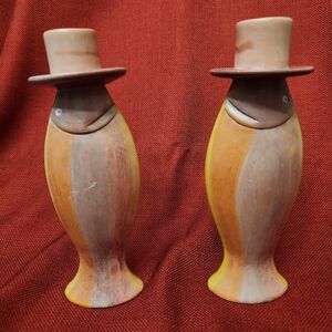 Carved soapstone, fish-shaped vintage/mid-century, candleholders, Kenyan, 1 pr.